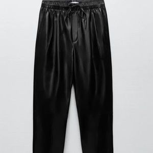 Zara Elastic Waist Faux Leather Pants